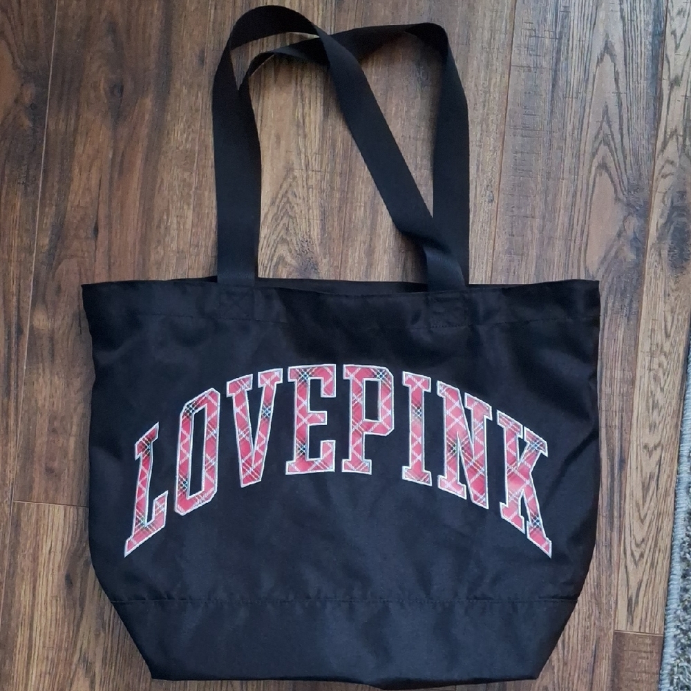 PINK Victoria's Secret Large Shoulder Bag--Black And Plaid